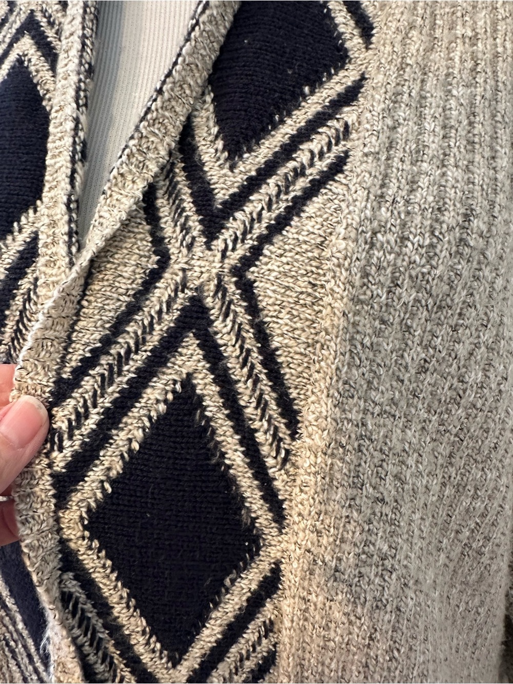 Lucky Brand Blue and Cream Knit Cardigan Sweater - Picture 9 of 13